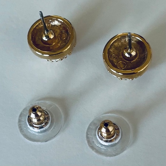 Vintage Swarovski Button Pave  Stunning Crystal Earrings 24KT over Silver Signed - Picture 4 of 11